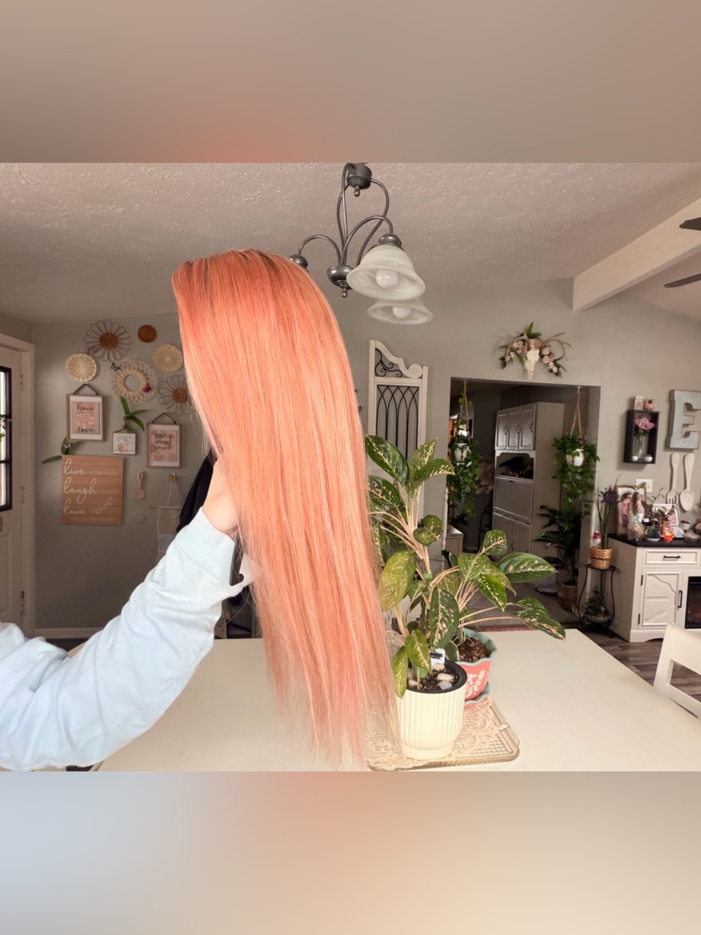 13x4 Human Hair Lace Front Wig Rose Gold Color Conditioned 20” Average Cap